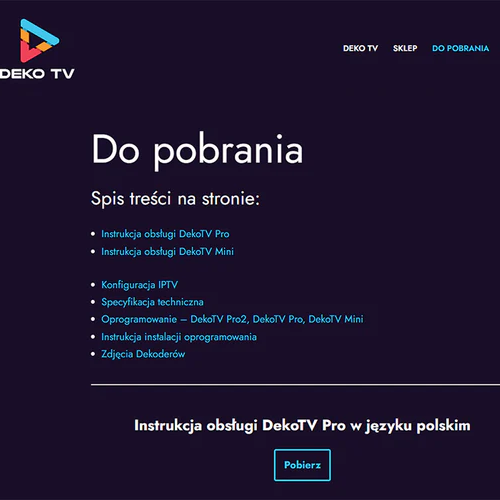 Skąd pobrać instrukcje obsługi do dekoderów DekoTV - poradnik