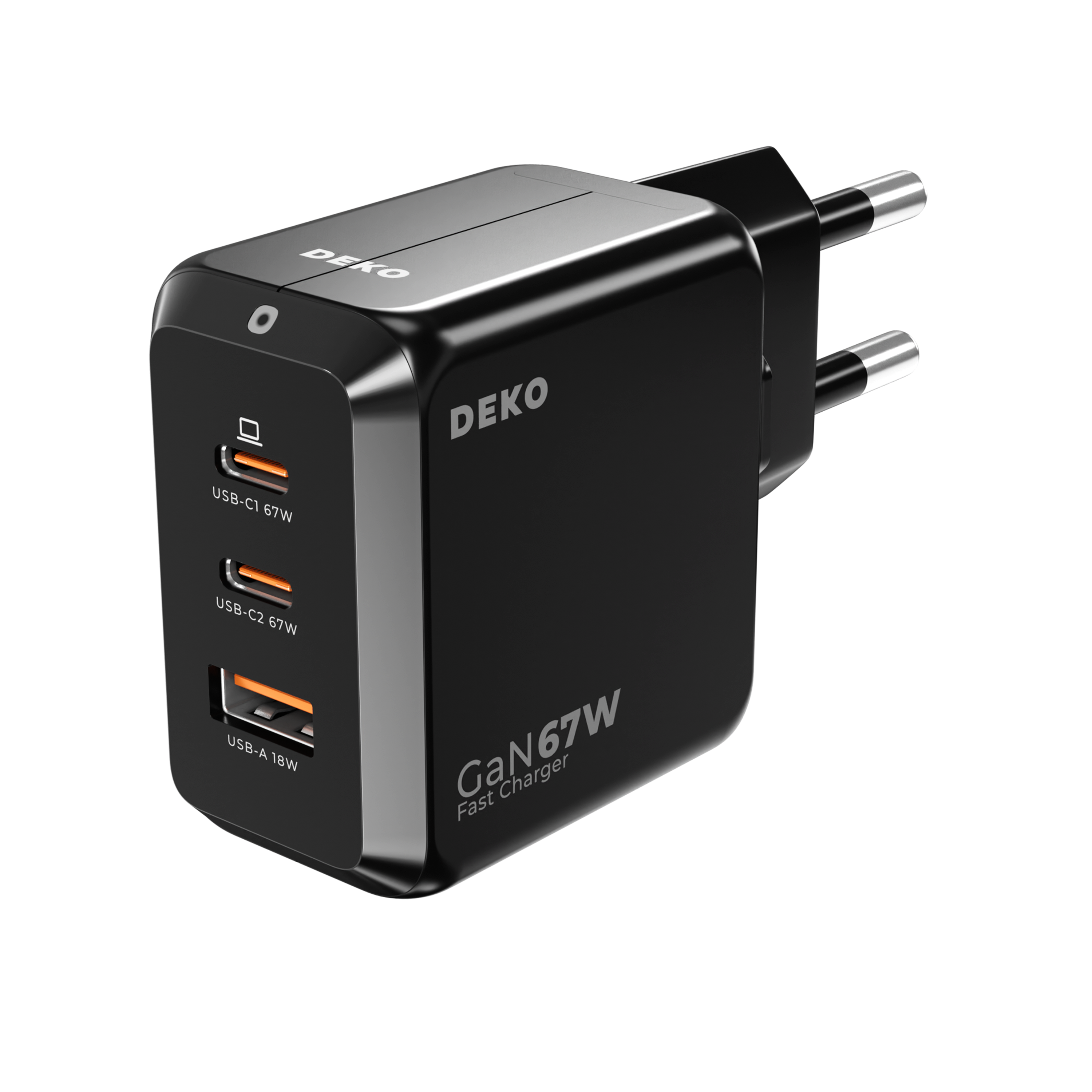 Ładowarka DEKO TRAVELER 67W GaN Fast - 2x USB-C 1x USB-A (Czarna) -  DEKO ELECTRONICS