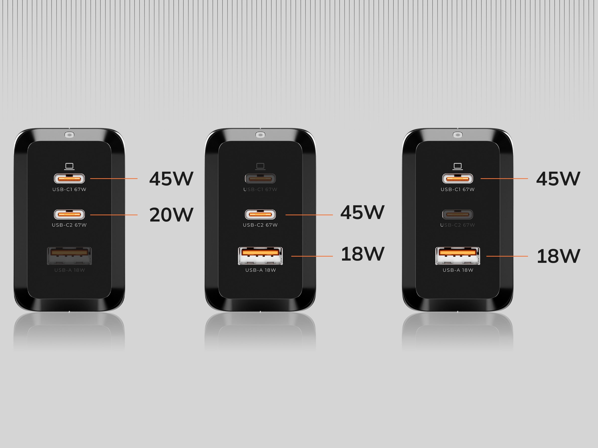 DEKO 67W Charging Guide using 2 ports