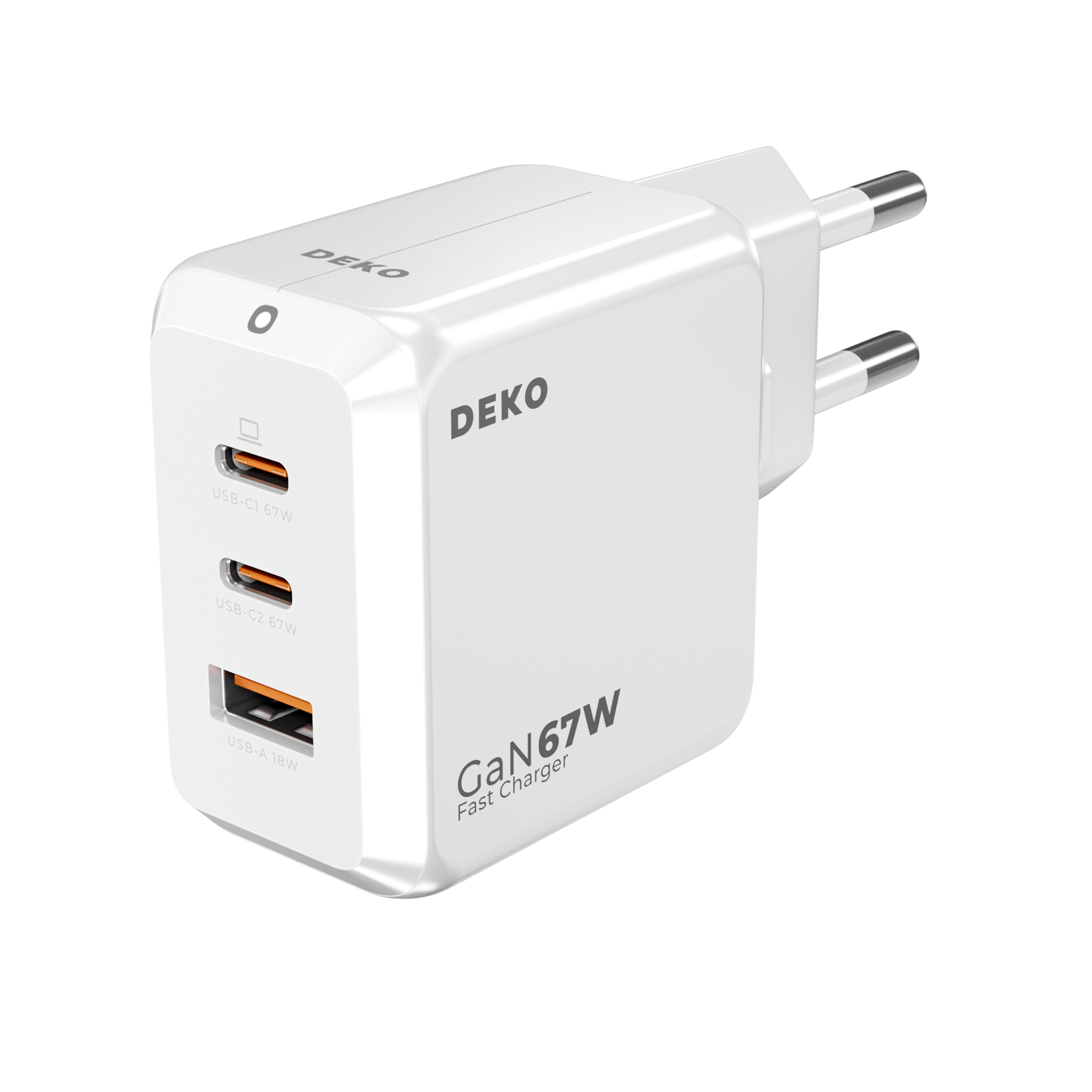 Ładowarka DEKO TRAVELER 67W GaN Fast - 2x USB-C 1x USB-A (Czarna) -  DEKO ELECTRONICS