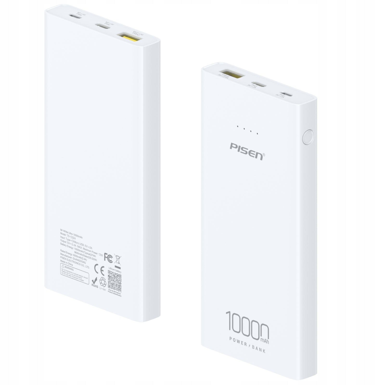 PISEN Szybki Powerbank Mr. White 10000mAh 12W PD/QC (TS-D324)