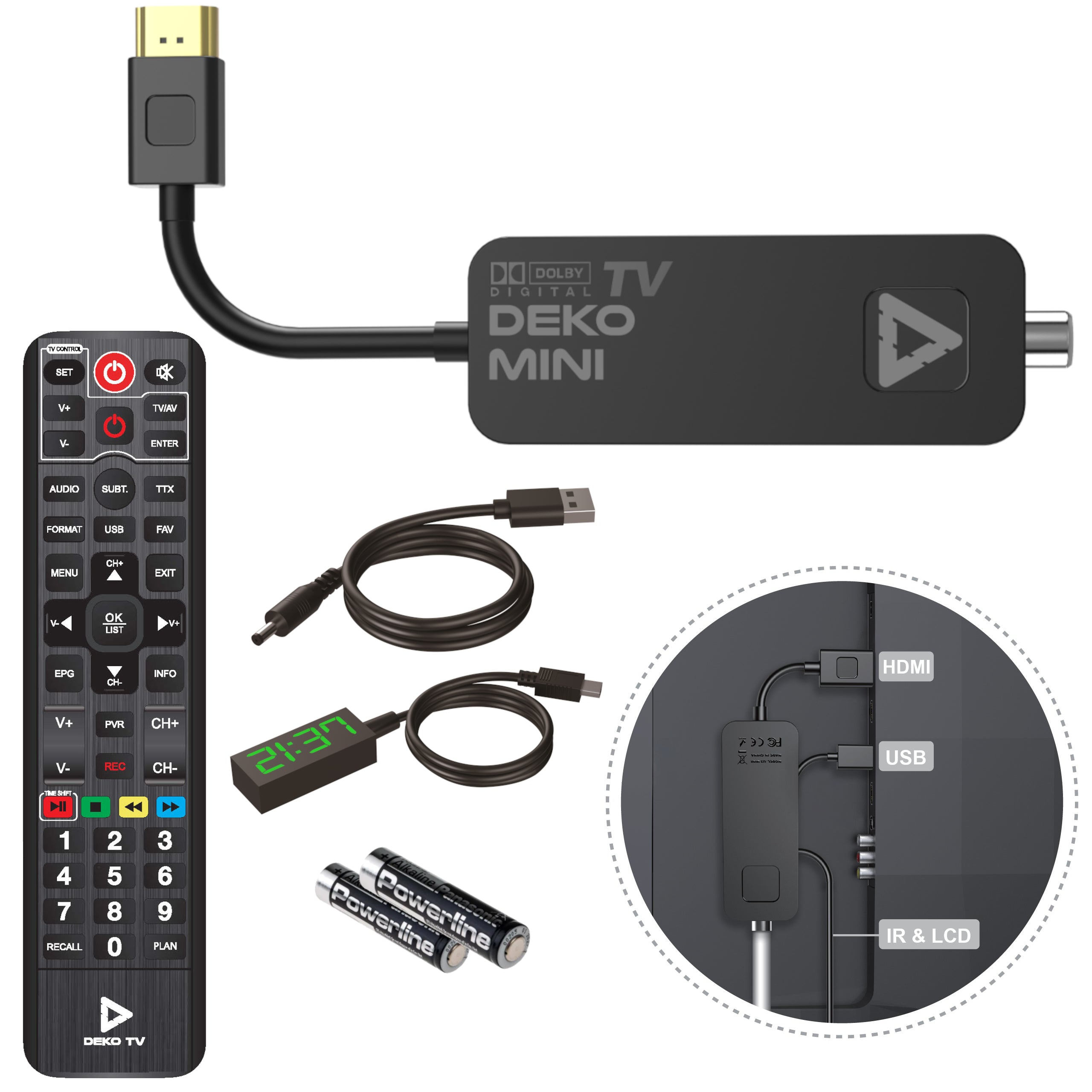 DEKO Dekoder DEKO TV Mini (Tuner DVB-T2) - Dekoder DEKO TV Mini to kompaktowe i wszechstronne urządzenie, które zapewnia doskonały odbiór telewizji cyfrowej w jakości FullHD.