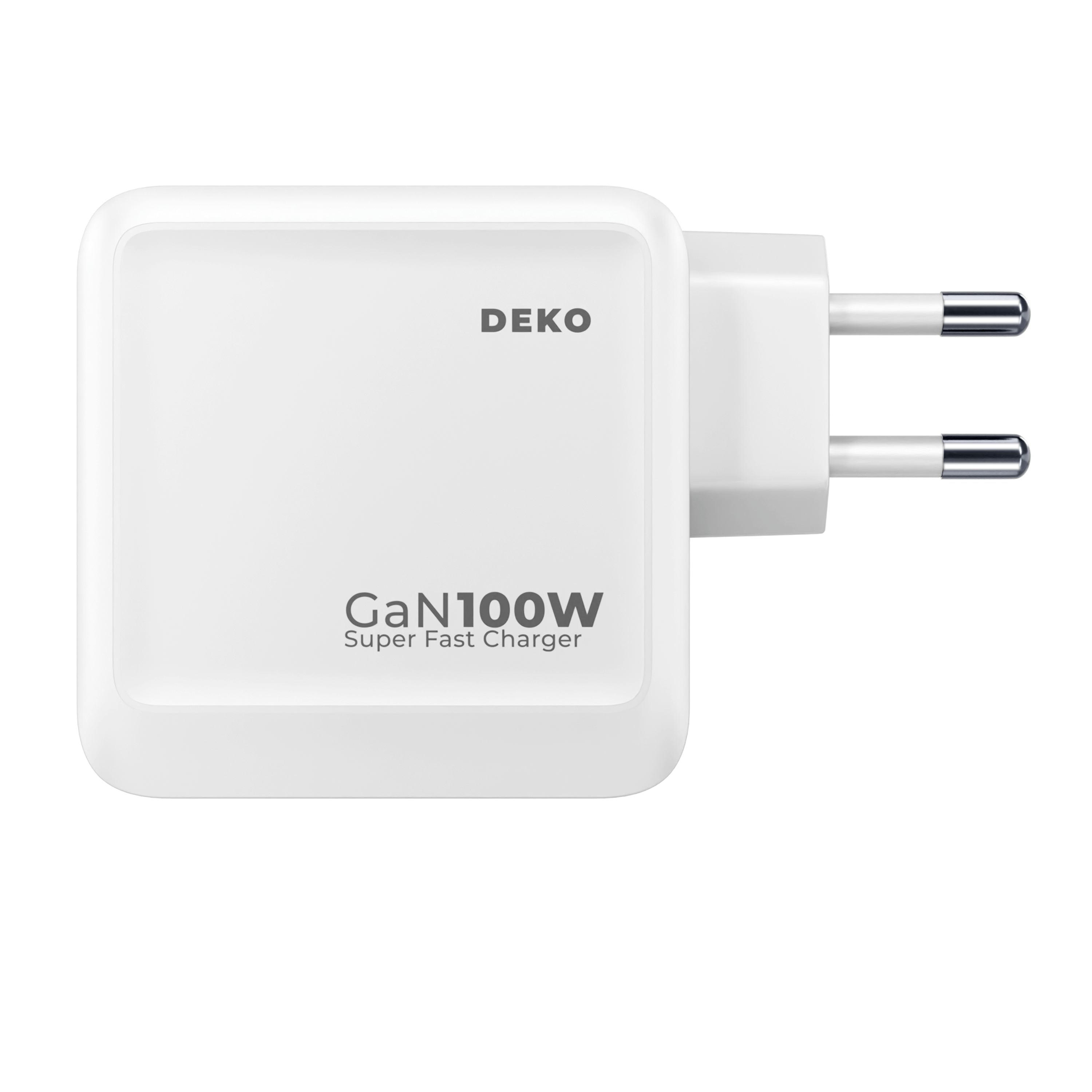 DEKO Ładowarka POWER 100W GaN Fast - 2x USB-C, 1x USB-A Biała (DC1003P2CAWA) - Ładuj jednocześnie laptop, tablet i telefon. Kompatybilna z MacBookami i Samsungami, oferuje moc do 100W na port USB-C.