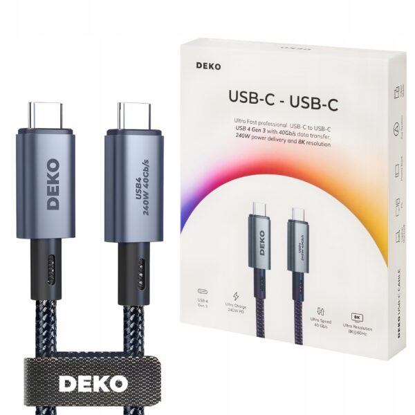 USB-C USBC USB 4 Thunderbolt 4 3 8K 240W 4K 100W 40G 144Hz 120Hz Cavo Deko  – Deko Electronics